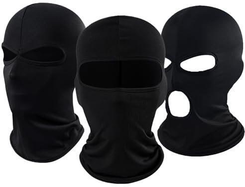ATSNOSH 3 Stück Sturmhauben für Damen Herren, 3 Stile, Balaclava, Motorradmaske Skimaske, Winter Sommer Gesichtsmaske Hals Gaiter, UV-Schutz (DE/NL/SE/PL, Alphanumerisch, Einheitsgröße, 3 Stück)