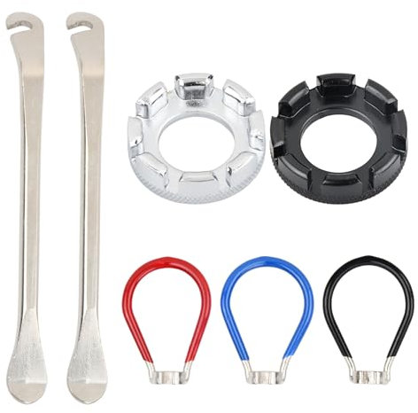 Granvoo 7 Pcs Juego de Tensores para Radio de Bicicleta, Juego de Llaves de Radios de Bicicleta, Herramienta de Reparación de Radios de Biciclet, Ajustador de Radios de Bicicleta, Calibre 10G-15G