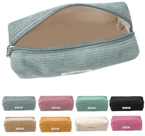 Guishop-EU Mäppchen Cord-Stoff,Pencil Case，Federmäppchen Milchig Grau für Mädchen Teenager, Federtasche Stiftetasche Stiftemappe Pencil Case Schulmäppchen für Schule, Büro (grau)