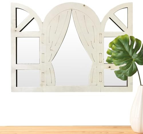 Vuggdt Decorazione da parete per finestre in finto legno, ad, acrilico, pannello per finestra, multifunzionale, decorativo, con cornice in legno, con adesivo posteriore, per soggiorno e camera da