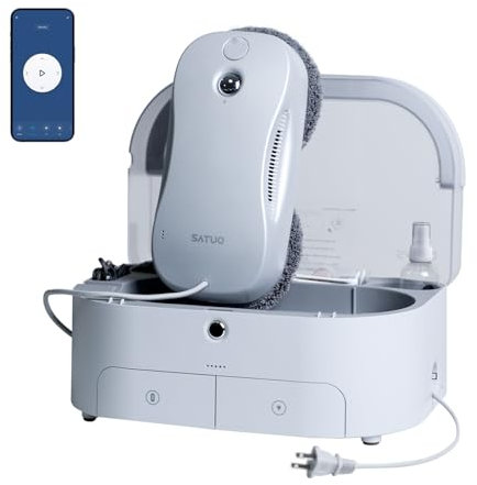 Satuo S9PRO Robot limpiador de ventanas, robot limpiador de ventanas con estación portátil, adecuado para manchas difíciles, planificación inteligente de caminos, detección automática de bordes de