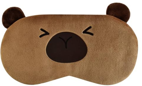 Ulife Mall Nette Wasserschwein Kinder Schlafmaske, Lustige Weiche Flauschige Cartoon Capybara Augenmaske Plüsch Erdbeere Seide Augenbinde für Mädchen Jungen Frauen Männer Party&Reisen