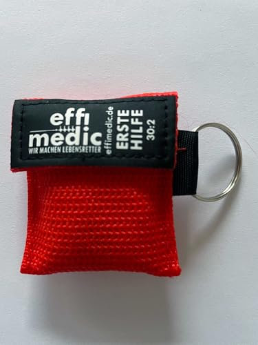 CPR Schlüsselanhänger Maske, Beatmungsmaske Faceshield Taschen (rot, 10 Stück)