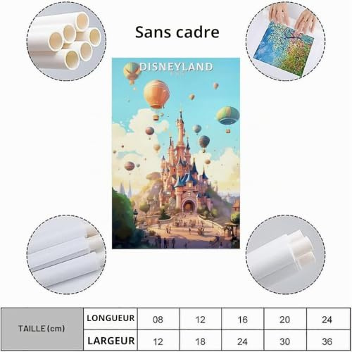 ouweri Disneyland Paris Vintage-Reiseposter auf Leinwand, Wandkunst, Bild, Drucke, hängende Foto-Idee, Dekoration, Heimkunstwerke, 30 x 45 cm