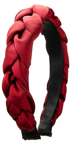 Alpenflüstern Trachten-Haarreif Satin Flechtoptik - Damen Haarschmuck rutschfest, Haarband geflochten fürs Dirndl (rot) ADV159