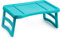 Vassoio da Letto o Divano (Colore a Scelta) in Plastica Tavolino Porta Colazione con Gambe Richiudibile Misura 51 x 33 x 23,5 cm (TURCHESE)