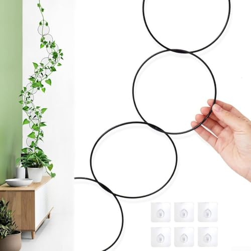 HpLive 18-Piece Round Plant Trellis Climbing Plant Holder Metal with Hooks for Roses Ivy Clematis Trellis Garden Black