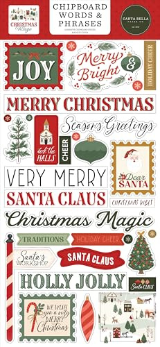 Christmas Village 6x13 Chipboard Words & Phrases