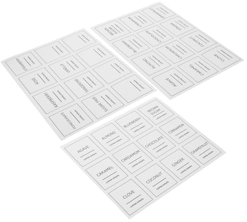 TEMPNAP 3 Sheets Coffee Syrup Labels PVC Removable Stickers for Bottles for Kitchen Organization Coffee Station Decals for Easy Identification and Flavor Management