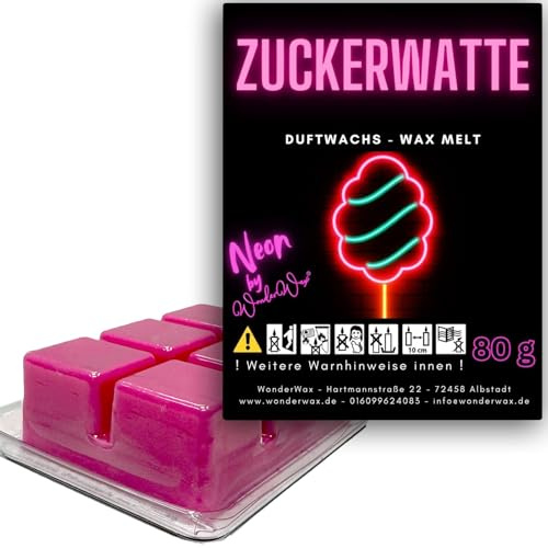 WonderWax® Neon Duftriegel 6 x Duftwachs Würfel Weiß Zuckerwatte | Farbe: Neon | Wachsmelt Raumduft für Duftlampen Soja Wachs Melts Duftmelt Aroma Wellnes Kerzen Wärmer Wax Tarts Duftöl