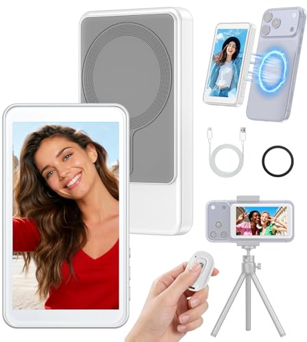 KOBEI Vlog Selfie Monitor 4.02 Inch Magnetic Phone Back Camera IPS Display (Support 4K) Wireless Remote iPhone 17 and earlier Android for Content Creators TikTok YouTube Travel Vlog