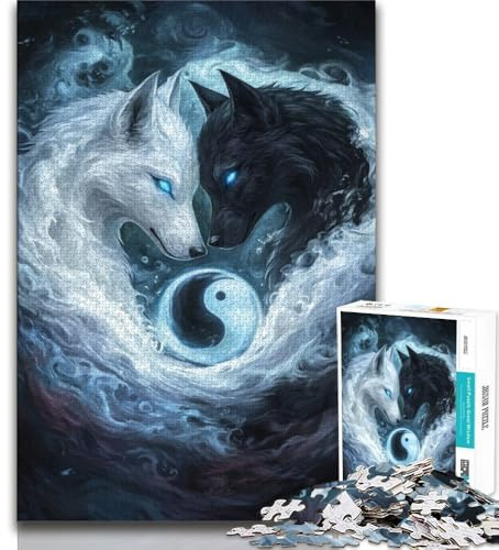 1000 Teile für Erwachsene Yin-Yang-Wolf-Puzzle 1000 Teile für Teenager Stressabbau Staycation Zeit totschlagen lustiges Geschenk (38x26cm)