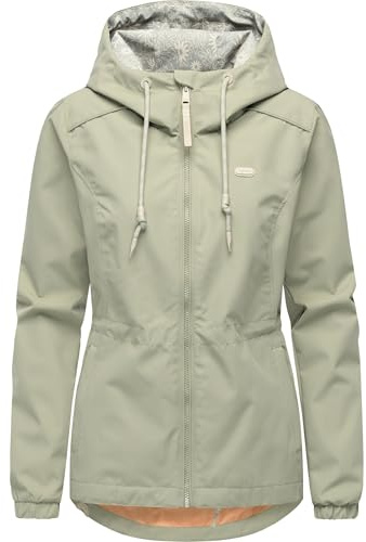Ragwear Damen leichte Übergangsjacke kurze wasserdichte und atmungsaktive Funktionsjacke mit verstellbarer Kapuze und Taillenzugband Dankka XS-3XL