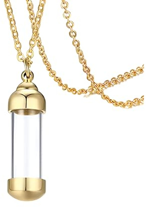925 Sterling Silver Dog Urn Necklace For Women And Men, Glass Bottle Tube Keepsake Pendant Vial Memorial Cylinder Pet Ash Urn, Urns Ashes Large,