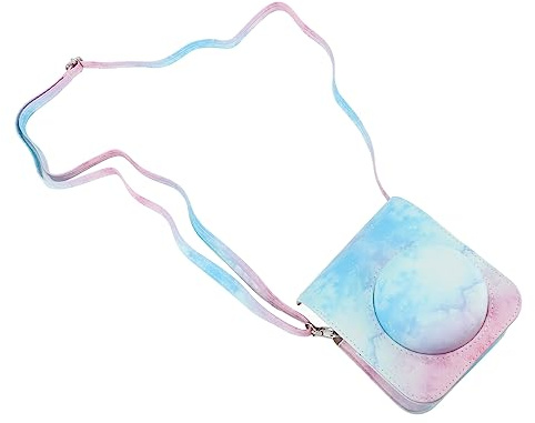 Aumotop Mini Borsa Protettiva per Fotocamera Istantanea Design Carino Cinturino Regolabile per Mini 12 Fotocamera Materiale Morbido PU 5,1x4,3x2,4 Pollici (Colore blu rosa)