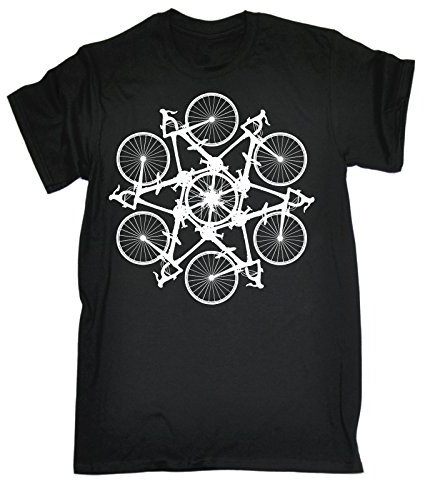 Men's Bicycle Circle Kaleidospoke Design (L - Black) Loose FIT T-Shirt Funny Novelty T Shirt Tee Tshirt Mens Slogan Shirts Best for Men Designs tees Offensive