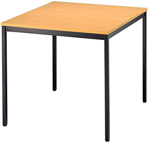 bümö Tisch klein, Multifunktionstisch, 80 x 80 cm in Buche/Schwarz - Beistelltisch, Bistrotisch, Esstisch, Pausentisch, Mehrzwecktisch Tischsystem für Warteraum, Pausenraum & Co.