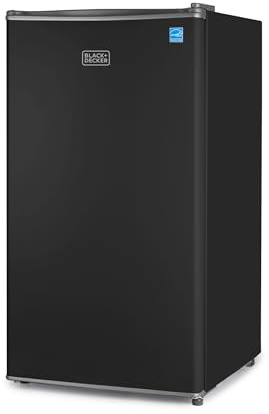 BLACK+DECKER 3.2 Cu. Ft. Compact Refrigerator, ENERGY STAR Certified Small Refrigerator, Single Door Mini Fridge with Chiller Compartment, Personal Fridge for Home or Dorm Room, BCRK32B, Black