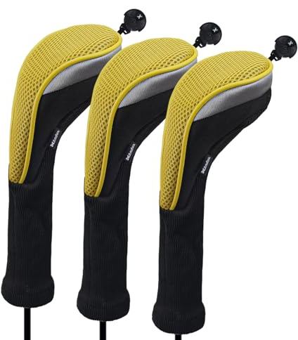 Andux Long Neck Golf Hybrid Club Head Covers CTMT-02 3pcs Yellow