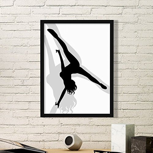 DIYthinker Heiße Frau Handstand-Tanz-Kunst-Malerei Bild Photo Holz-Rund Rahmen Ausgangswand-Dekor-Geschenk Small Schwarz
