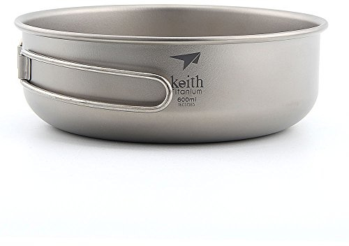 Keith Bol en titane 300 ml – 600 ml Ultraléger Vaisselle de camping pique-nique Bols Portable Pliant Poignée (Ti5326-600ml)