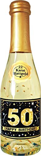 AV Andrea Verlag Pfeif auf's Alter 50 im Geschenke Set für Frauen zum Geburtstag mit Piccolo 22 Karat Blattgold Gold schwarz (Piccolo HB Gold 50 56014)