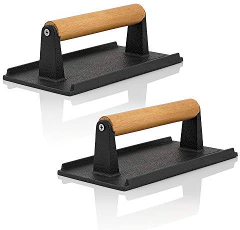 BBQ-TORO Batticarne in ghisa | 21 x 11 cm | 1,0 kg | Batticarne con Manico in Legno (2)