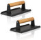 BBQ-Toro 2er Set Gusseisen Fleischbeschwerer 1 kg | 21 x 11 cm | Burger Grillgewicht mit Holzgriff, Burgerpresse