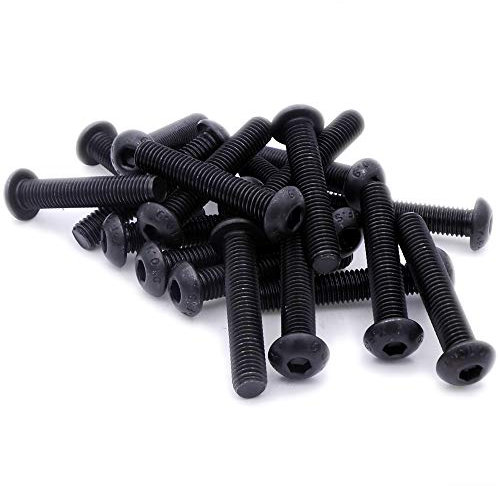 M3 (3mm x 25mm) Hex Socket Button Machine Screw (Bolt) - Black Steel (Pack of 20)