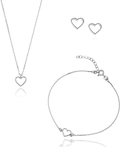 LILLY MARIE Silberne Schmuckkollektion Mit Herzanhänger Und Verstellbarer Länge Für Damen