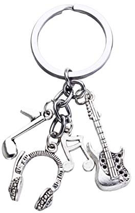 Amosfun Métal Note de Musique Trousseau Créatif Musique Passionné Guitare Pendentif Porte-Clés Ornements Cadeaux pour Clé de Voiture