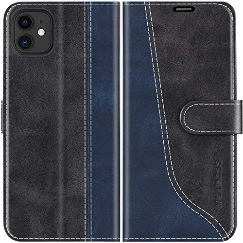 Mulbess Cover per iPhone 11, Custodia a Libro, Magnetica Flip con Chiusura, Interno TPU Antiurto Portafoglio,Sintetica, Elegante Nero