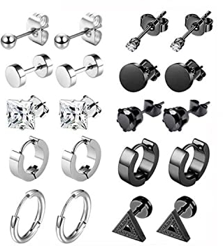 Yolistar 10 Paires Acier Inoxydable Boucle oreille, Homme Femme Ronde Clou, Zircon Piercing Boucles doreilles, Bijoux Pour Les Mariages, Anniversaires Et Vacances
