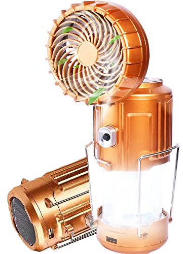 LETOUR Camping Fan with LED Camping Lantern Portable Tent Fans Camping LED Ligh Collapsible-USB Rechargeable and Solar Power Hurricane Emergency Survival Kit for Outdoor Camp Hiking Fishing Reading