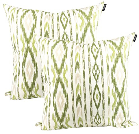 TRESMESTRES Mediterrane Kissenbezüge - Zierkissen & Dekokissen - Kissenhüllen für Sofakissen/Couchkissen - Indoor/Outdoor Deko Kissen 50x50 cm Bezug, ohne Füllung, 2er Set, Grün
