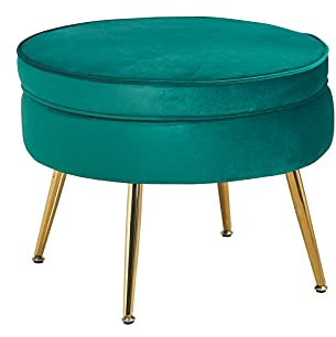 SalesFever Arielle Sitzpouf Polsterhocker, Metall, Samt, grün, 52x52x41 cm