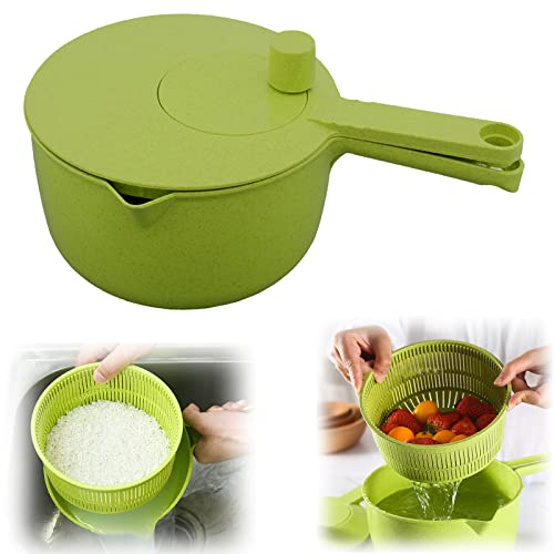 Salad Spinner Small, Multipurpose Vegetable Washer Veg Drainer with Colander Basket + Non-Slip Base, BPA Free Salad Spinner Dryer Drainer for Home Kitchen Vegetable Fruit Drying
