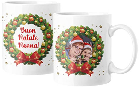 Incidiamo Tazza Natale Natalizia Personalizzata con Foto Nonna Buon Natale Regalo Natalizio Personalizzato