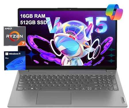 Lenovo Laptop V15 Gen 4 for Business (15.6 FHD Anti-glare, AMD Ryzen 7 7730U (Beat i7-1355U), 16GB RAM, 512GB SSD), Numeric Keypad, Webcam w/Shutter, Ethernet, Win 11 Pro w/AI Copilot, Grey