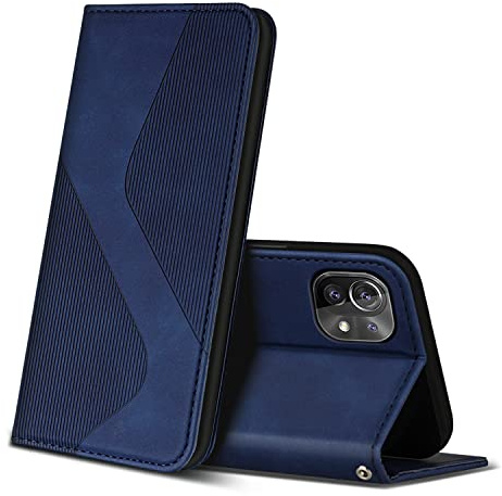 ZONNAVI Hülle für Xiaomi Mi 11 Lite 4G / 5G / 5G NE, PU Leder Handyhülle mit Kartenfächer, Lederhülle Flip Wallet Case Schutzhülle für Xiaomi Mi 11 Lite 4G / 5G / 5G NE (Blau)