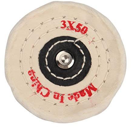 SI FANG Soft Cotton Buffing Polishing Wheel for Mini Electric Belt Sander Bench Grinder, 3 inch (50 Ply) Extra Thick Colth Buffing Wheel for Metal Alloys Stone Ceramics Glass Wood Waxing (1PC)