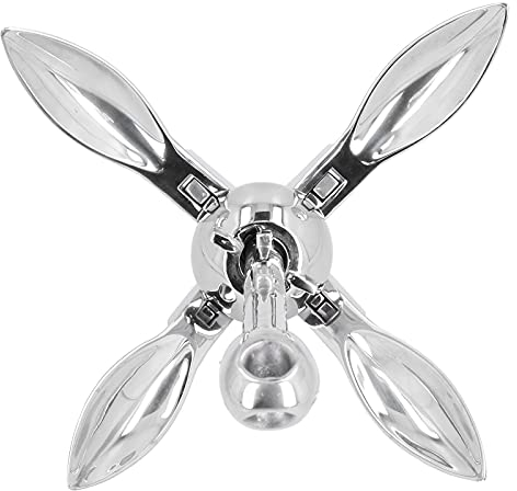 SH-RuiDu Kajak Anker Kit, 7lbs faltbarer Grapnel Anker, 316 Edelstahl Boot Falten Grapnel Anker Praktische Hardware Angeln Kajak Zubehör für Marine Boot Yacht