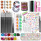 TAVADA Nail Art Pinsel und Dekorationen Set,Nail Art Dekoration Zubehör Set,15 Pcs Pinsel,5 Blätter Nagelsticker,5 Pcs Dotted Pen,Strasssteine Nägel,Ultra Dünn Nagel Pailletten für Nagelkunst Maniküre