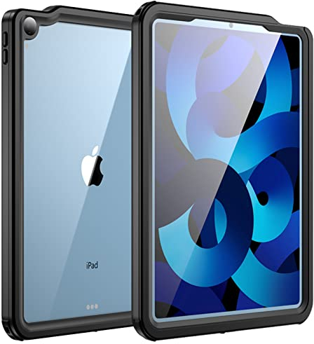 Miimall Kompatibel mit iPad Air 5 2022/Air 4 2020 10.9’’ Hülle mit Displayschutz, IP68 Wasserdicht Hülle Kratzfest Stoßfest 360 Grad Schutzhülle mit Ständer für iPad Air 5./4. Gen 10.9 Zoll