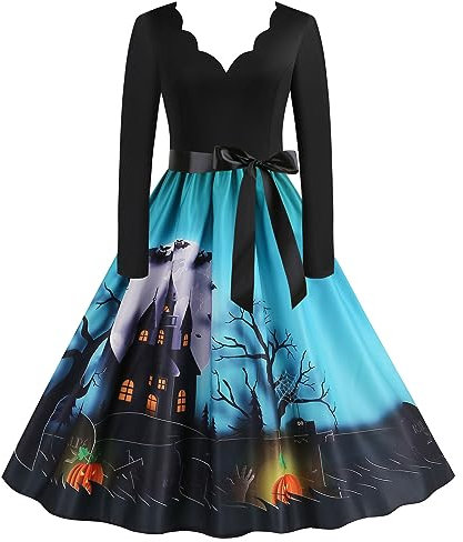 Mittelalterliche Renaissance-Kleid, Damen, Halloween, Kostüm, Abendkleid, Cocktailkleid, Damen, 50er-Jahre, Abendkleid, Audrey Hepburn, Swing, traditionelles Textil, lokaler Geburtstag, himmelblau,