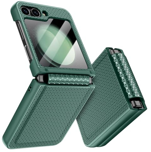 Doeshine Funda para Samsung Z Flip 5, Protección de Pantalla Trasera y Protección de Bisagras, Textura de Moda Delgada, Carcasa para Samsung Galaxy Z Flip 5 5G 2023 (Verde)
