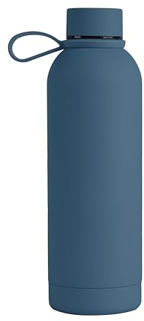 Borraccia Memotak Bottle Soft Touch Blu Petrolio 500 ml personalizzabile STAMPA LASER | Bottiglia isolata a tenuta stagna per Sport, Bambino, Bambina | 24 ore freddo & 12 ore caldo