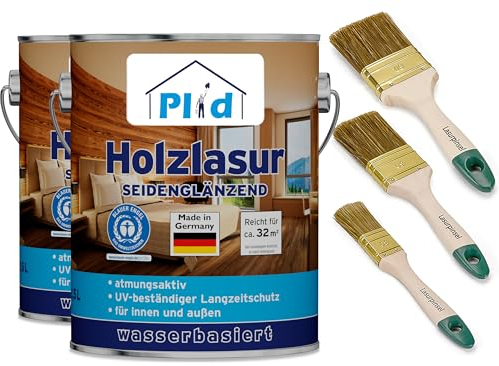 PLID® Barniz para madera para interior y exterior, color blanco, 5 l, barniz protector para madera exterior con protección UV resistente a los rayos UV, imprimación exterior para madera, gel protector