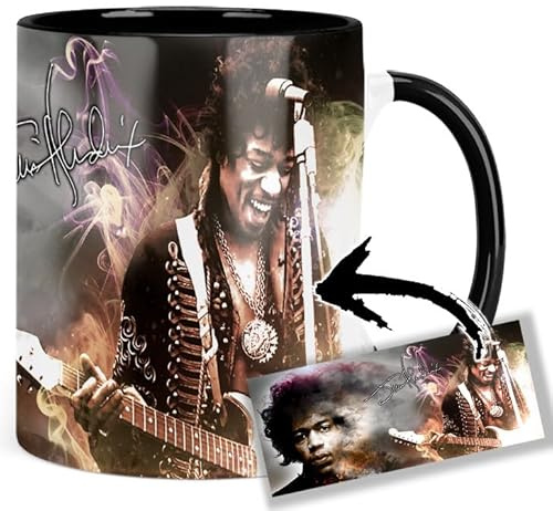 Jimi Hendrix Tasse Innen & Henkel Schwarz Keramikbecher Mug