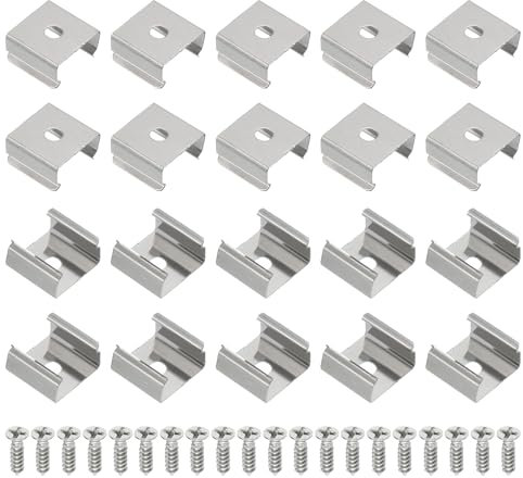 PATIKIL Clip per Strisce LED, 120pz Staffe Montaggio in Acciaio Inossidabile Supporto Morsetto a Clip Fissaggio con Viti per Cavo per Illuminazione a Strisce LED da 14mm a 15mm